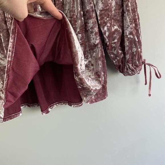 American Eagle Pink Crushed Velvet Off The Shoulder Peasant Top Size Small Fairy - Picture 13 of 13